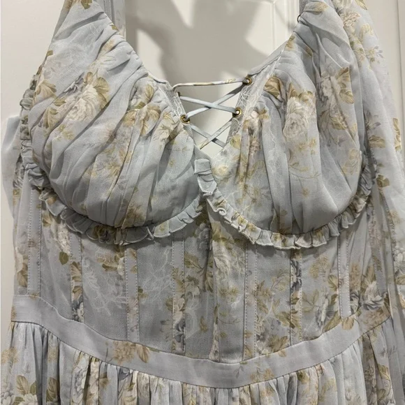 V. Chapman Victorian Blue Roses Maxi Dress - Picture 2 of 9